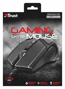 NEW TRUST 21044 GXT101 GAMING MOUSE TO 4800 DPI, 6 BUTTON, CHANGING ILLUMINATION - Picture 1 of 6