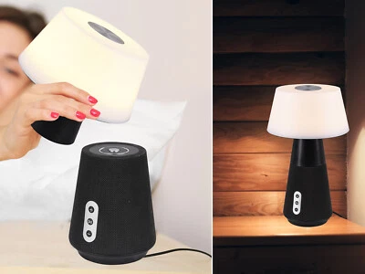 MEINEWUNSCHLEUCHTE Bluetooth Speaker mit Kabel - LED AKKU Tischlampen ohne Strom Nachtischleuchten