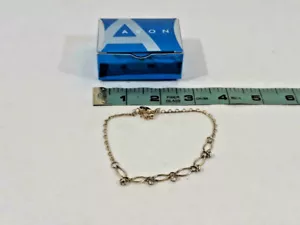 Avon Link Anklet with Rhinesone Accents Silvertone Dated 2007 - Picture 1 of 9