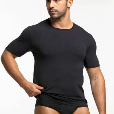 3 T-shirt uomo Pompea manica corta a girocollo in microfibra elasticizzata - MCN - Immagine 1 di 4