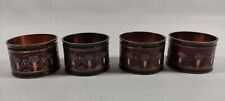 Vintage Solid Brass Floral Hand-Painted Enamel Napkin Rings Holders Set of 4