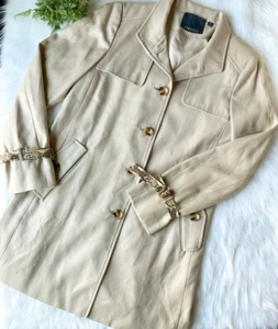 Carlisle Cotton Wool Khaki Tan Trench Dress Coat Snake Skin Women’s 8 Jacket - Picture 1 of 5