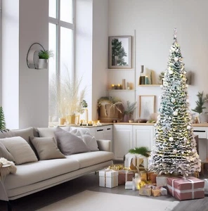 Best Artificial Frosted Pre-Lit Battery Pop-Up Pre-Decorated Christmas Xmas Tree - Picture 1 of 7