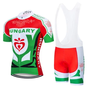 Hungary Cycling Clothing Short Sleeve Cycle Jersey & (Bib) Shorts Padded Set - Picture 1 of 12