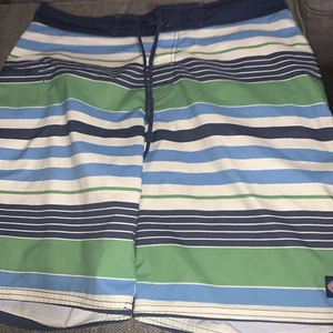 Vineyard Vines Green Blue Stripes Unlined Board Shorts Swim Trunks Men’s Size 34 - Picture 1 of 4