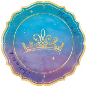Disney Princess Once upon a Time Party Plates 17cm 8pk Metallic Foil Shaped - Picture 1 of 1