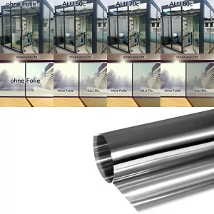 Spiegelfolie 8€/m² Silber Sonnenschutzfolie Spionfolie Innen Folie 50% 70% 80% - Bild 1 von 12