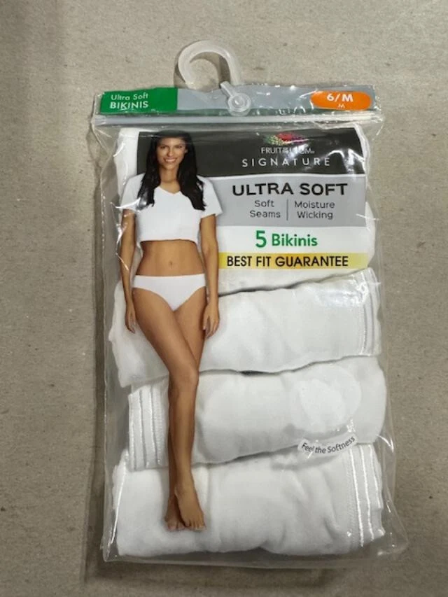 PACK 5 BIKINI BLANCO Fruit of the Loom mezcla algodón ULTRA SUAVE talla - 6/M Foto 1 de 4
