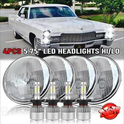 Faros LED cromados de 5,75 5-3/4" para Cadillac DeVille 62-74 Calais 65-74 A 4 piezas Foto 1 de 4