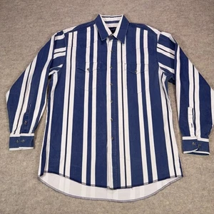 Vtg Wrangler Brushpopper Mens X-Long Tails White Blue Striped Cowboy Western 90s - Picture 1 of 15