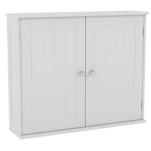 Armario de pared de baño doble puerta armario de almacenamiento madera blanco por hogar descuento - Imagen 1 de 9