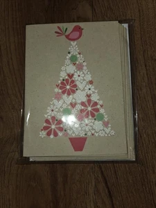 Hallmark Package Christmas Note Cards 10 Christmas Tree Bird Glitter Blank - Picture 1 of 3