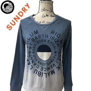 SUNDRY SWEATSHIRT VACATION DESTINIES PRINT Sz S WEST COAST STYLE AESTHETIC CORE - Picture 1 of 19