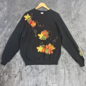 Vintage Jerzees Sweatshirt XL schwarz Kürbisse Kürbisse Blätter Thanksgiving Herbst USA - Bild 1 von 13