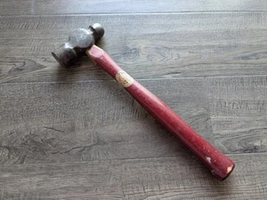 Vintage Large Ball Peen Hammer Red Genuine Hickory Wood Handle 15” Long - Picture 1 of 5