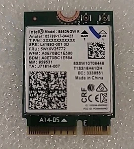 01AX768 Intel 9560NGW R Wireless-AC 9560 802.11AC WLAN PCI-Express 5.1 WiFi - Picture 1 of 3
