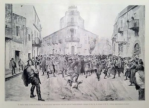 1894 Xilografia RIVOLTA IN SICILIA CASTELVETRANO Trapani - Imagen 1 de 1