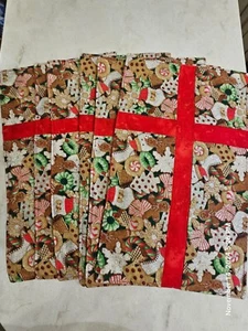 Set of 6 Homemade Christmas gingerbread placemats. Glitter accents. 11" x 18". - Picture 1 of 7