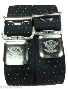 Hosenträger, schwarz mit Punkten, 35 mm breit, extra starke ABC-Alligatorklips - Bild 1 von 9