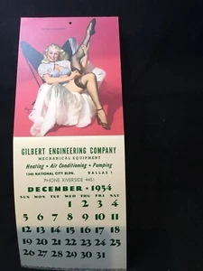 VINTAGE LITHO DRUCK 1954 KLAPP-PINUP-KALENDER GILBERT ENGINEERING CO. AD #P61 - Bild 1 von 10