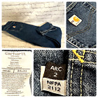 Carhartt Fr Uomo Misura 34X32 Arc 2 Nfa 2112 Fiamma Resistente Blu Denim Jeans