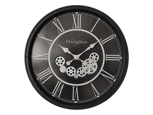 1pce 55cm Black Clock With Moving Cogs Wall Art Home Steampunk - Picture 1 of 3