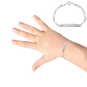 Pulsera Figaro de plata de ley con identificación de bebé para niños 6" - Imagen 1 de 6