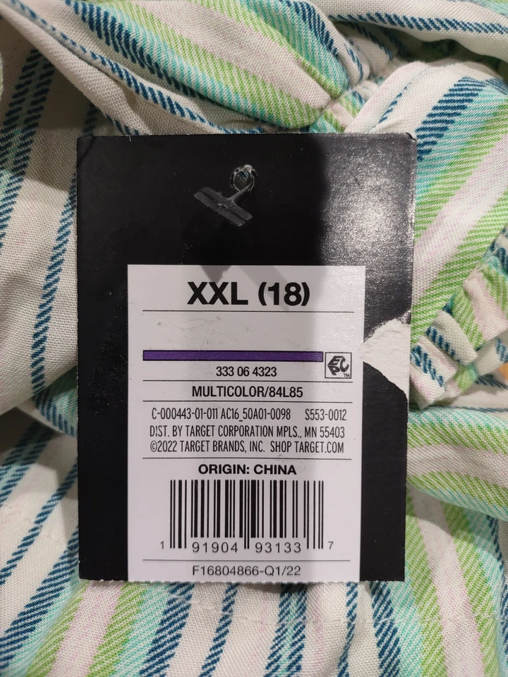 Pantalones a rayas verdes pierna ancha con cierre de corbata cintura elástica tejida Art Class para niñas Foto 1 de 1