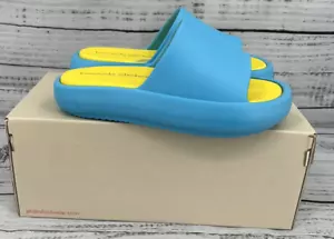 BEACH SLIDES BY J SLIDES Sandalen türkis/gelb Eva Squish Damengröße 8M neu im Karton - Bild 1 von 8