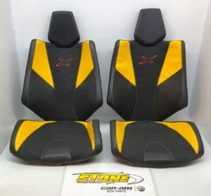 OEM Can-Am Maverick 1000 R X3 Turbo Black Yellow Seat Back Cushion Bottom Set 2 - Picture 1 of 11