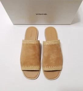 NIB Vince Padmore Suede Flat Slide Sandal in Roasted Cashew Size 7,8.5,10  $250 - Picture 1 of 24