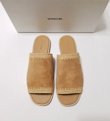 Sandalia plana de gamuza Vince Padmore nueva en caja con anacardo tostado talla 7,8,5,10 $250 Foto 1 de 4