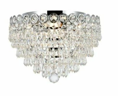 Lámpara de araña de cristal cromada de montaje empotrado para baño o cocina Foto 1 de 4