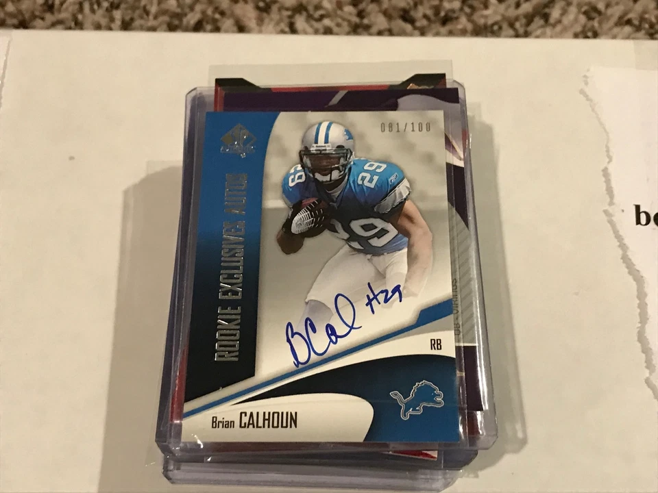 BRIAN CALHOUN 2006 SP AUTHENTIC ROOKIE AUTO AUTOGRAPH LIONS #81/100! - Image 1 of 2