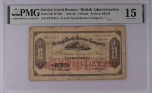 British North Borneo / British Administrati, 1 Dollar KNB5 1927-PMG 15 FINE - Picture 1 of 2