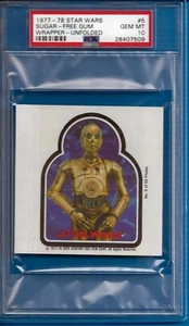 1977 Star Wars Sugar-Free Gum Wrapper #5 C3P-O - "See-Threepio" Rookie Psa 10  - Picture 1 of 2
