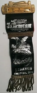 MODERN WOODMAN AMERICA Ribbon Badge IN MEMORIAM Lebanon Camp #358 Burlington WI - Picture 1 of 2