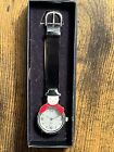 Avon Snowman Christmas watch with black wristband and silver hardware NIB NOS