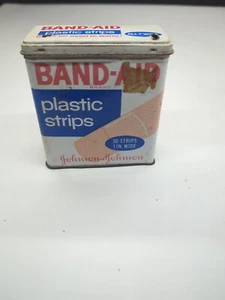 Vintage Johnson & Johnson Band-aid Plastic Strips Metal Tin Collectible Medical - Picture 1 of 8