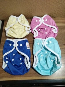 KaWaii Baby One Size Button Cloth Diapers Covers Set Of 4 Unisex - Picture 1 of 14