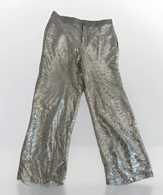 Fever City 银色亮片金属裤 L 码全新带标签 — 第 1/4 张图片