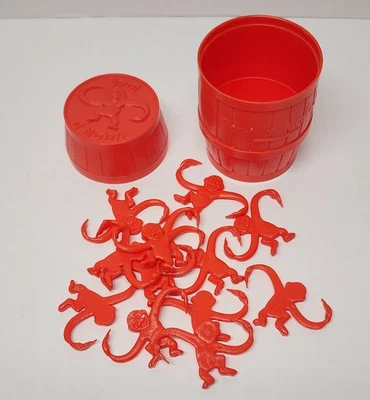 Vintage 1989 Red BARREL OF MONKEYS Game w/ 13 Red Monkeys Milton Bradley #4056 - Image 1 of 4