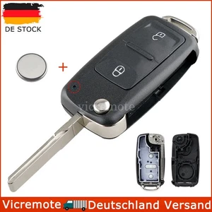 2Tasten Klapp Schlüssel Gehäuse + Batterie CR2032 für VW Amarok T5 T6 Skoda Seat - Bild 1 von 9