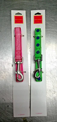 NUEVO "LOTE DE 2" Isaac Mizrahi 4' Diseñador Correas para Perros, Rosa y Verde Foto 1 de 2