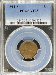 1911-S Lincoln Cent VF35 PCGS (#PA30909822) - Picture 1 of 2