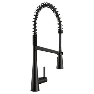 Moen 5925BL Sleek Matte Black 1-Handle Pre-Rinse Spring Pulldown Kitchen Faucet - Picture 1 of 12