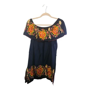 Top Royal Moda ricamato floreale boho fata contadina hippie spalle scoperte taglia S - Foto 1 di 6