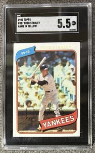 1980 Topps Fred Stanley #387 YELLOW MISPRINT RARE CARD GRADED SGC 5.5 Yankees - Picture 1 of 2