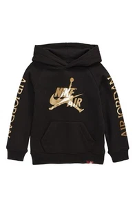 Air Jordan Hoodie Men L Black Gold Jumpman Logo NIKE Spell Out Basketbal BV6010 - Picture 1 of 4