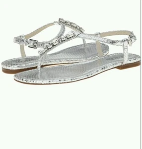 Sandalias MICHAEL Michael Kors Jayden de cuero con joyas talla 7M - Imagen 1 de 7
